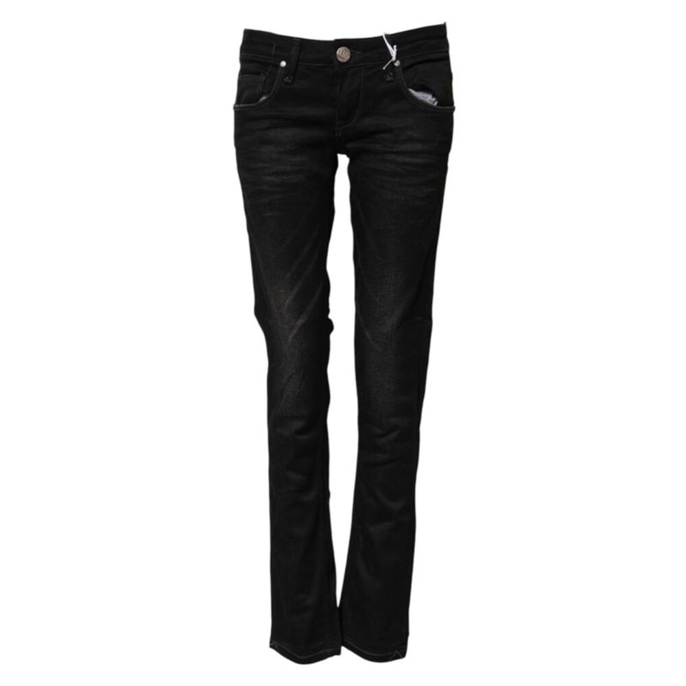 Acht Black Cotton Slim Fit Denim Low Waist Denim Women's Jeans